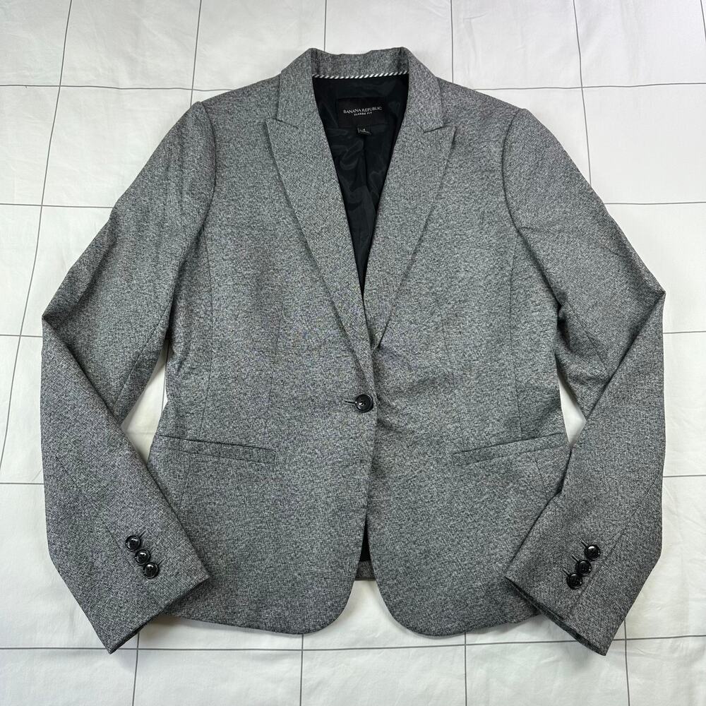 Banana Republic Blazer Womens 4 Gray Classic Fit Single Button Professional Work